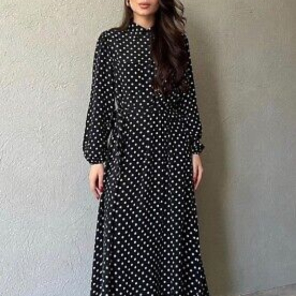 Zara Pocket Dot Shirt Dress - Picture 3 of 7